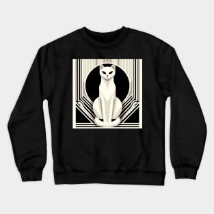 Modern Art Deco Cat - Contemporary Feline Elegance Crewneck Sweatshirt